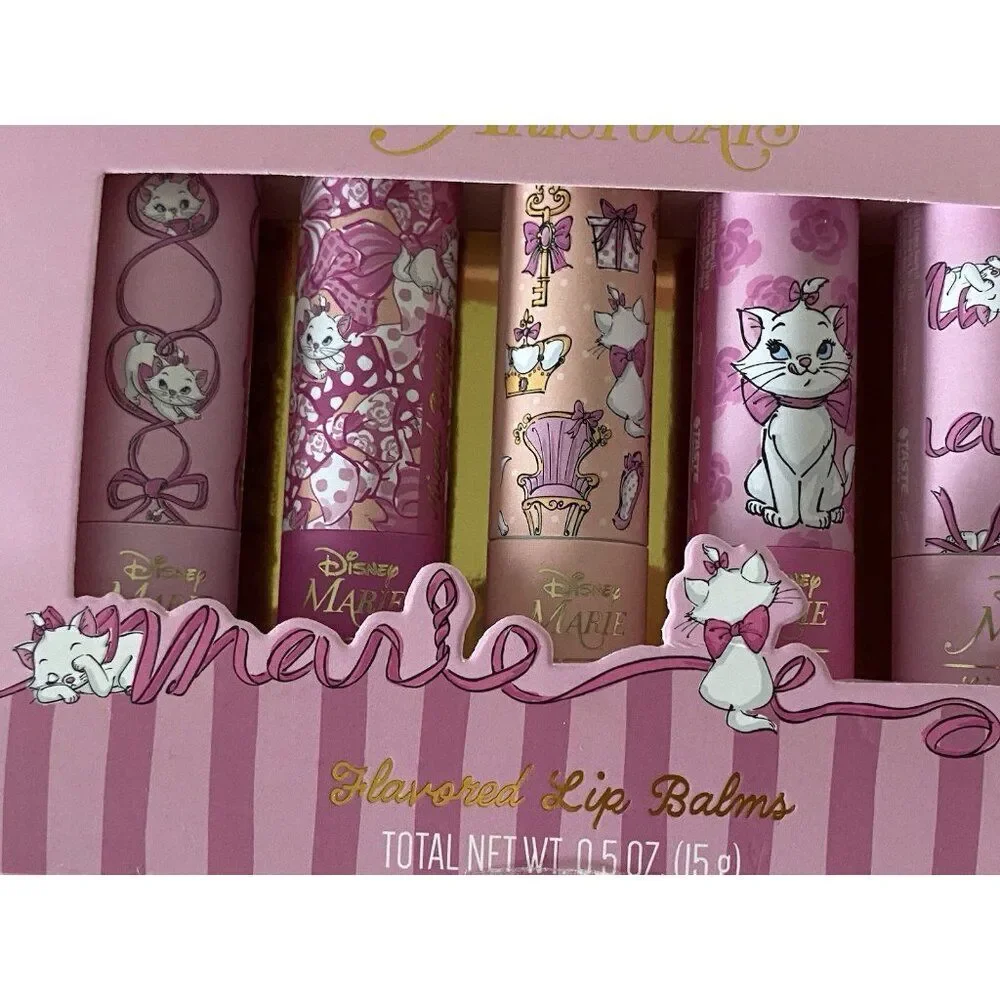 Set Of 4 Disney THE ARISTOCATS MARIE Lip Balm Set‎ Berry Flavored Pink NEW